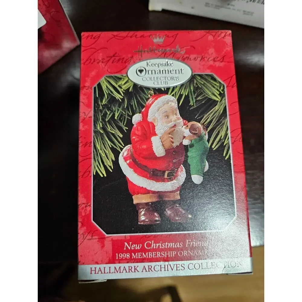 Hallmark Keepsake New Christmas Friend 1998 Santa Hushing Puppy Ornament
